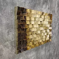 Arte en metal 3D, mosaico dorado 2, 110x70 cm