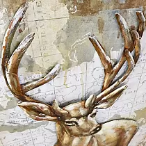 Pintura 3D sobre metal, ciervo, 100x75cm