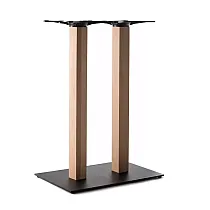 Base de table en acier avec deux colonnes en bois brut, hauteur 72 cm 60 cm 106 cm, poids 26,5 kg, plateaux jusquà 140x80 cm