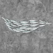 Decoración de pared de metal 3D, banco de peces, 51x174 cm