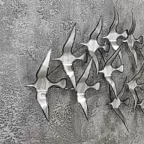 Decoración de pared de metal 3D, bandada de pájaros, 58x132cm