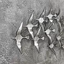 Decorazione da parete in metallo 3D, stormo di uccelli, 58x132 cm