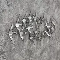 3D metalinis sienų dekoras, paukščių pulkas, 58x132cm