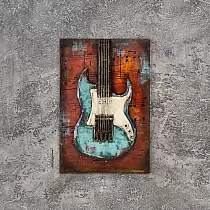 3D metal vægdekoration, elektrisk guitar, 60x40 cm