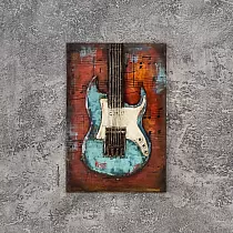 Decorazione da parete in metallo 3D, chitarra elettrica, 60x40 cm