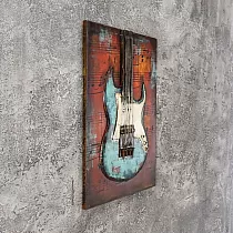 Decoración de pared de metal 3D, guitarra eléctrica, 60x40 cm