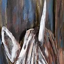 Decoración de pared de metal 3D, caballo blanco, 90x60 cm
