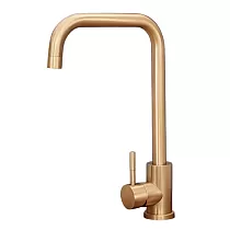 Elegant stående armatur laget av rustfritt stål, høyde 33,5 cm, tutlengde 17 cm, svart, antikk eller rosa gull farge
