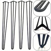 Hairpin Dësch Been fir Bar Dësch oder Konsol, Héicht 105 cm, dräi Staang mat Duerchmiesser 12 mm, schwaarz oder wäiss Faarf, Set vu 4 Dësch Been