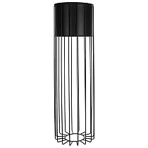 Metal entworf Blummepott aus Stahlstäben schwaarz Faarf a Plastikskuerf schwaarz Faarf, Breet 20 cm, Héicht 70 cm