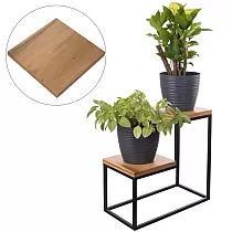 Zweestäckeg Stahlpflanzenstand mat Eichenbrieder, Gesamtbreet 40 cm, Gesamthéicht 40 cm