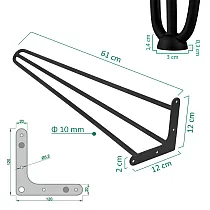 Koristeelliset pöytäjalat 3 kiinteästä terästangosta halkaisija 10 mm, korkeus 61 cm, väri musta, valkoinen, harmaa tai kulta