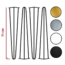 Dekorativa hårnålsben i metall - stångdiameter Ø10 mm, höjd 71 cm - set med fyra ben