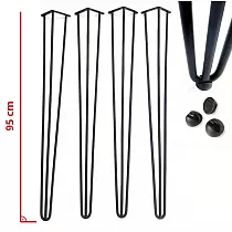 Decorative hairpin metal table legs Ø12 bar, height 95 cm - set of four legs
