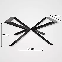 Prémium pókasztal alap nagy étkezőasztalokhoz, magasság 72 cm, szélesség 70 cm, hossz 136 cm, elegáns kivitel 6x6 cm-es négyzet alakú lábakkal