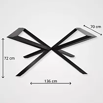 Premium zirnekļa galda pamatne lieliem pusdienu galdiem, augstums 72 cm, platums 70 cm, garums 136 cm, elegants dizains ar 6x6 cm kvadrātveida kājām