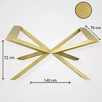 Podnož pavúka zlatej farby na veľké stoly, ručná výroba, rozmery 140x70 cm, výška 72 cm, profil nôh 6x6 cm