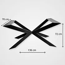 Kovový rám stola typu pavúk s profilovými nohami 8x2 cm, výška 72 cm, dĺžka 136 cm, šírka 70 cm