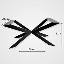 Struttura tavolo tipo spider in metallo con gambe profilo 8x2 cm, altezza 72 cm, lunghezza 136 cm, larghezza 70 cm