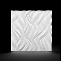 Decoratieve wandpanelen van polystyreen Warmth, afmeting 60x60cm, kleur wit, overschilderbaar, set van 12 stuks