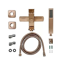 Modern Look Wandmontage Badewanne Krunn, Héicht 15 cm, Breet 20 cm, rosa Gold Messing Faarf, Finish gebastelt