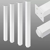 Anodisoidut alumiiniset pöytäjalat neliön muotoiset 60x60 mm, korkeus 71 cm, 82 cm, 110 cm, sarja 4 kpl, valkoinen väri