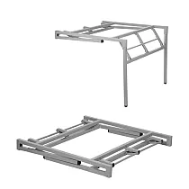 Összecsukható fém asztallap fekete vagy szürke színben, négyzet alakú 96x96 cm, alkalmas 150-170 cm átmérőjű laminált asztallapokhoz