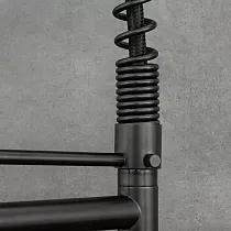 Robinet de bucătărie de interior modern din alamă de culoare neagră cu două guri de scurgere rotative, înălțime 54 cm, gura de scurgere extrasă cu jet de apă de duș