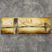 Cuadro en metal 3D, decoración de pared, el viejo puente en la niebla, dimensiones 70x160cm