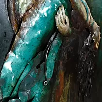 Arte de pared en metal 3D Amor de pareja en el baile de la pasión del Tango, dimensiones 70x120cm