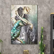 Arte de pared en metal 3D Amor de pareja en el baile de la pasión del Tango, dimensiones 70x120cm