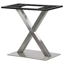 Kovová stolová podnož štandardnej výšky v tvare X vyrobená z nehrdzavejúcej ocele, výška 72,5 cm, podnož 70x40 cm, podnož 40x80 cm