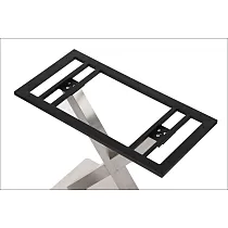 X-alakú standard magasságú fém asztallap rozsdamentes acélból, magasság 72,5 cm, talp 70x40 cm, alaplap 40x80 cm