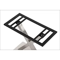 X-formad standardhöjd metallbordsunderrede av rostfritt stål, höjd 72,5 cm, botten 70x40 cm, bottenplatta 40x80 cm