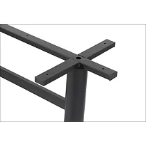 Central table leg with two supports, made of steel, black color, height 73 cm, assembly plane dimensions 40x54 cm, base 58x61 cm