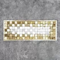 Obra de arte 3D, arte en metal, mosaico en tono dorado, 55x145 cm