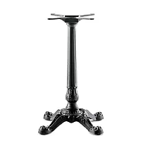 Pied de table vintage en fonte avec 4 pieds, HORECA, couleur noir, hauteur 72 cm, adapté pour plateau 90x90 cm, 21 kg