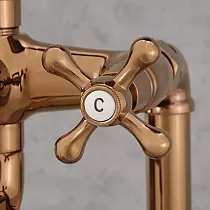 Fritstående gulvbadebatteri, farve - rosa guld, poleret, højde 105cm