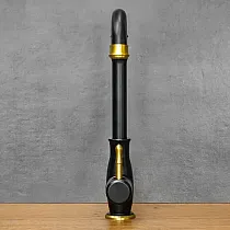 Baterie pentru chiuvetă în stil retro din oțel inoxidabil de culoare neagră sau alamă antică, înălțime 33 cm, lungime bec 18 cm