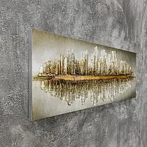 Decoración de pared 3D Reflejos de elegancia urbana, de madera, metal y plástico, 145x55cm