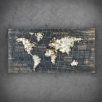 3D Metallwanddekor, Weltkaart, 120x60cm
