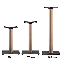 Strong central table leg, square-shape steel bottom plate and raw wooden beech column, different heights for coffee, dinning and bar tables, weight 15 kg, for tabletops up to 80x80 cm