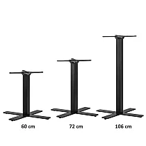 Steel central table leg with cross-type bottom plate for large tabletops up to D110 cm, heights 60cm, 72cm, 106cm, in any RAL color