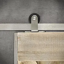Súprava systému posuvných dverí z nehrdzavejúcej ocele pre montáž na hornú časť dverí, pre jednokrídlové dvere do 130 kg, celková dĺžka 200 cm