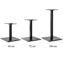 HORECA fyrkantiga bordsben i stål för stora bordsytor med storlek upp till 120x120 cm, höjd 60 cm, 72 cm eller 106 cm, valfri RAL-färg