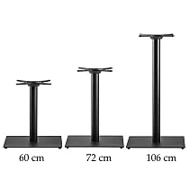 Fyrkantigt bordsben i stål med rund pelare för stora bordsytor upp till 120x120 cm, olika höjder 60 cm, 72 cm eller 106 cm, i valfri RAL-färg