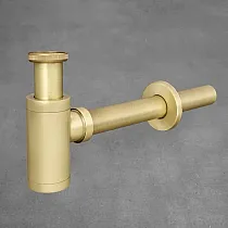 Dekoratif yuvarlak şişe tipi sifon, pirinçten yapılmış lavabo P-tuzağı, fırçalanmış antik pirinç renginde