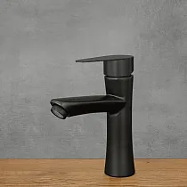 Kraan van roestvrij staal, hoogte 18 cm, uitlooplengte 10,5 cm, kleur zwart, mat