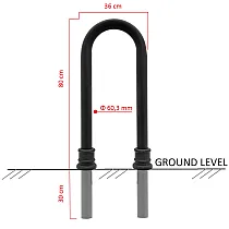 Support à vélo galvanisé, style rétro, hauteur 80 cm, largeur 36 cm, avec éléments décoratifs en fonte, installation dans le béton, couleur noire