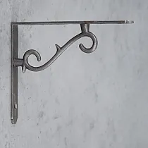 Cast iron shelf support, bracket, height 18 cm, length 13.5 cm, S-type look, set of 2 pcs